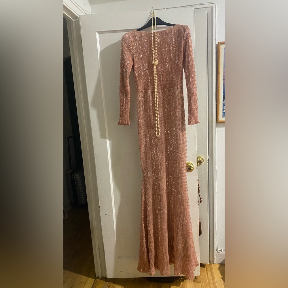Elegant Long Sleeve Pink Dress